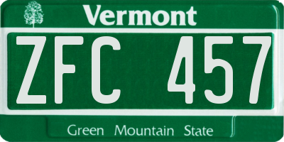 VT license plate ZFC457