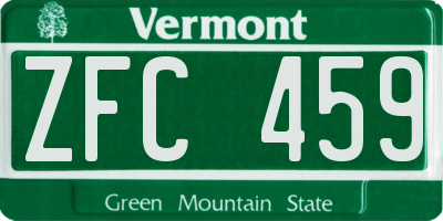 VT license plate ZFC459