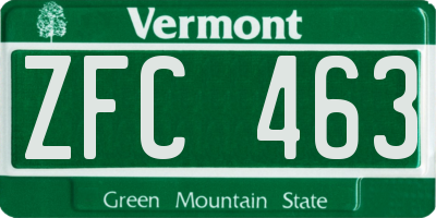VT license plate ZFC463
