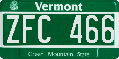 VT license plate ZFC466