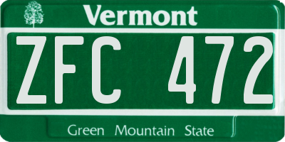 VT license plate ZFC472