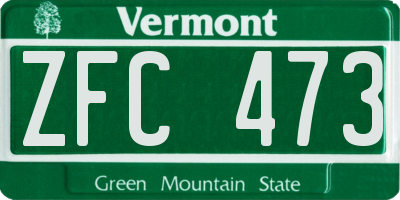 VT license plate ZFC473