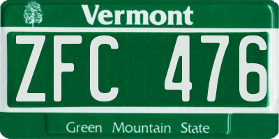 VT license plate ZFC476