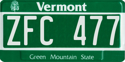 VT license plate ZFC477