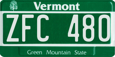 VT license plate ZFC480