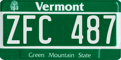 VT license plate ZFC487