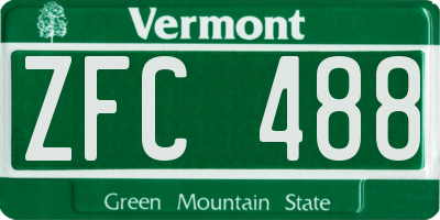 VT license plate ZFC488