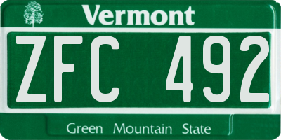 VT license plate ZFC492