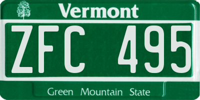 VT license plate ZFC495