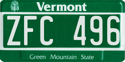 VT license plate ZFC496