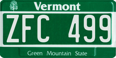 VT license plate ZFC499