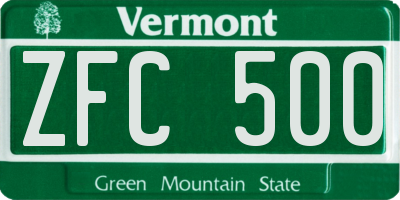 VT license plate ZFC500