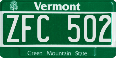 VT license plate ZFC502