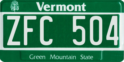 VT license plate ZFC504