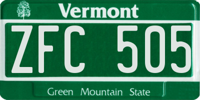 VT license plate ZFC505