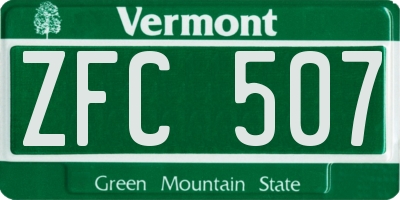 VT license plate ZFC507