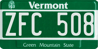 VT license plate ZFC508