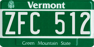 VT license plate ZFC512