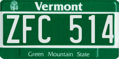 VT license plate ZFC514