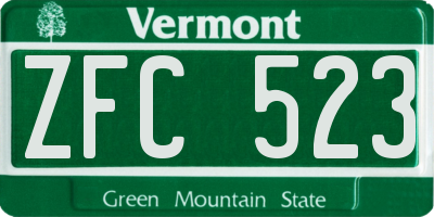 VT license plate ZFC523