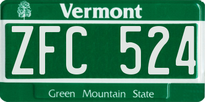 VT license plate ZFC524