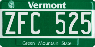 VT license plate ZFC525
