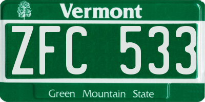 VT license plate ZFC533