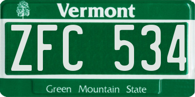 VT license plate ZFC534