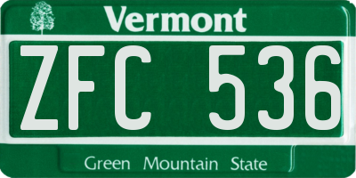 VT license plate ZFC536