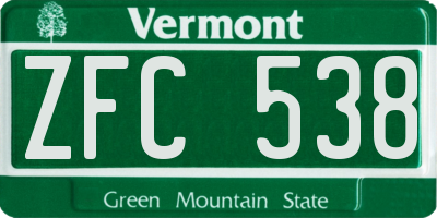 VT license plate ZFC538