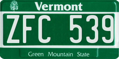 VT license plate ZFC539