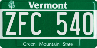 VT license plate ZFC540