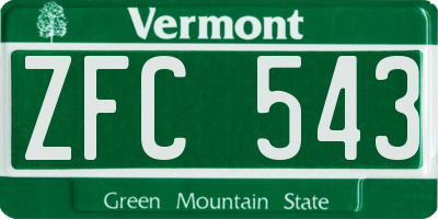 VT license plate ZFC543