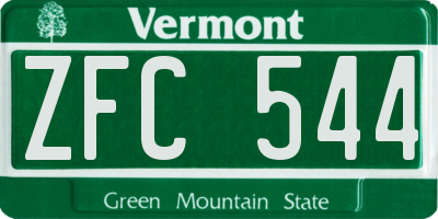 VT license plate ZFC544