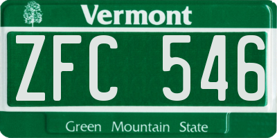 VT license plate ZFC546