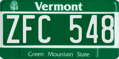 VT license plate ZFC548