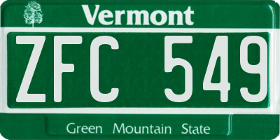 VT license plate ZFC549