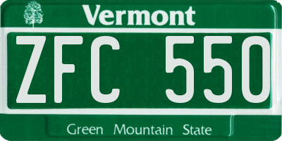 VT license plate ZFC550