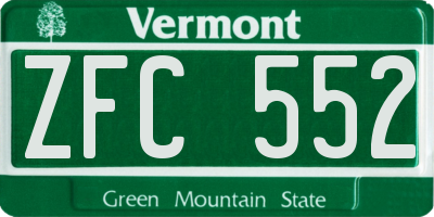 VT license plate ZFC552
