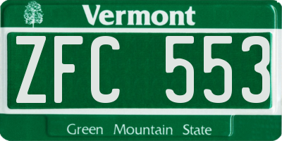 VT license plate ZFC553