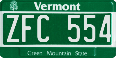 VT license plate ZFC554