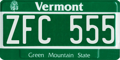 VT license plate ZFC555