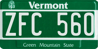 VT license plate ZFC560