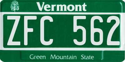 VT license plate ZFC562