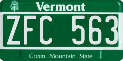 VT license plate ZFC563