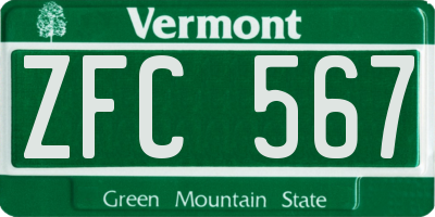 VT license plate ZFC567