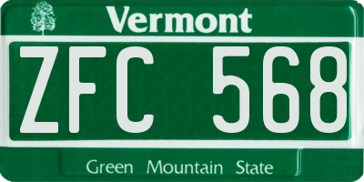 VT license plate ZFC568