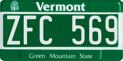 VT license plate ZFC569