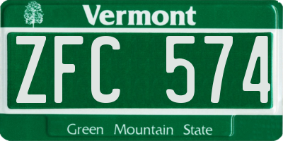 VT license plate ZFC574