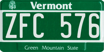 VT license plate ZFC576